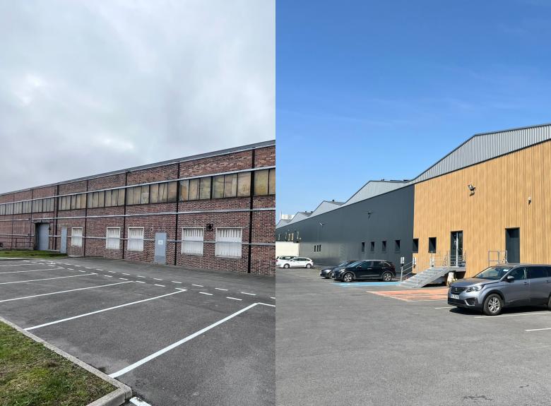 avant/après rénovation bâtiment logistique saint léonard